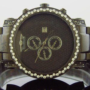 king Master Swiss movt quartz Round 12 Diamonds 50 MM Black Watch